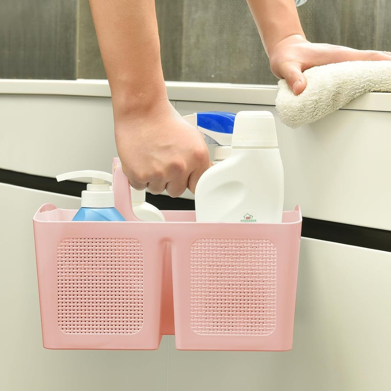 A-Link Portable Shower Caddy Basket with Compartments, Plastic Divided Cleaning Caddy Organizer Storage Tote with Handle for Bathroom, College, Dorm Room Essentials, Pink - Image 4